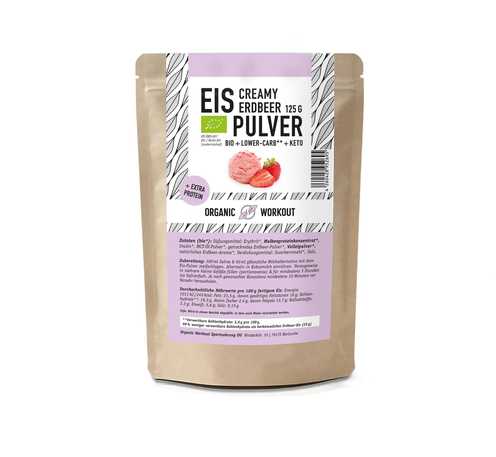 Eispulver Erdbeere Bio