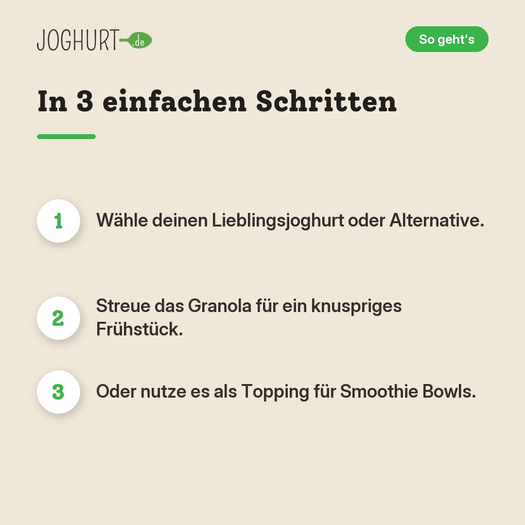 BioNut Crunch Samen und Nüsse getreidefrei – 400 Gramm – So geht's · kachel B