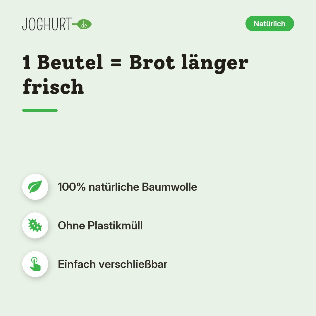 Kefirko Baumwoll Brotbeutel – Vorteile · kachel A