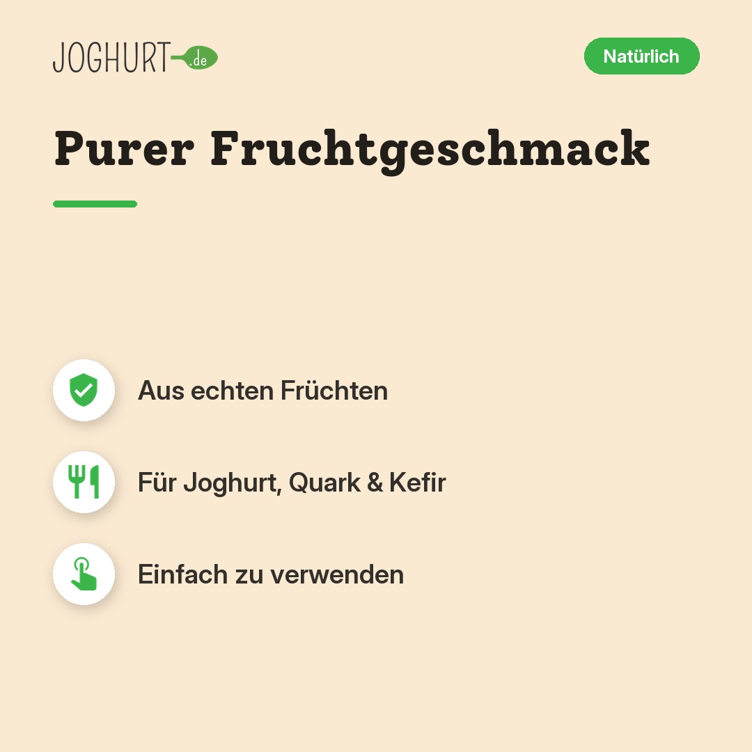 EasiYo Kirsch-Pflaumen-Fruchttopping – Vorteile · kachel A