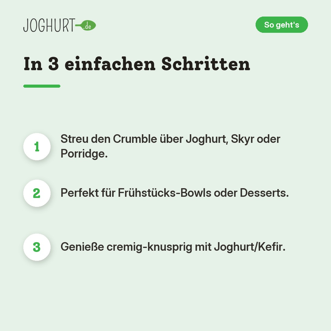 Protein Crumble Cookie Dough Bio – So geht's · kachel B