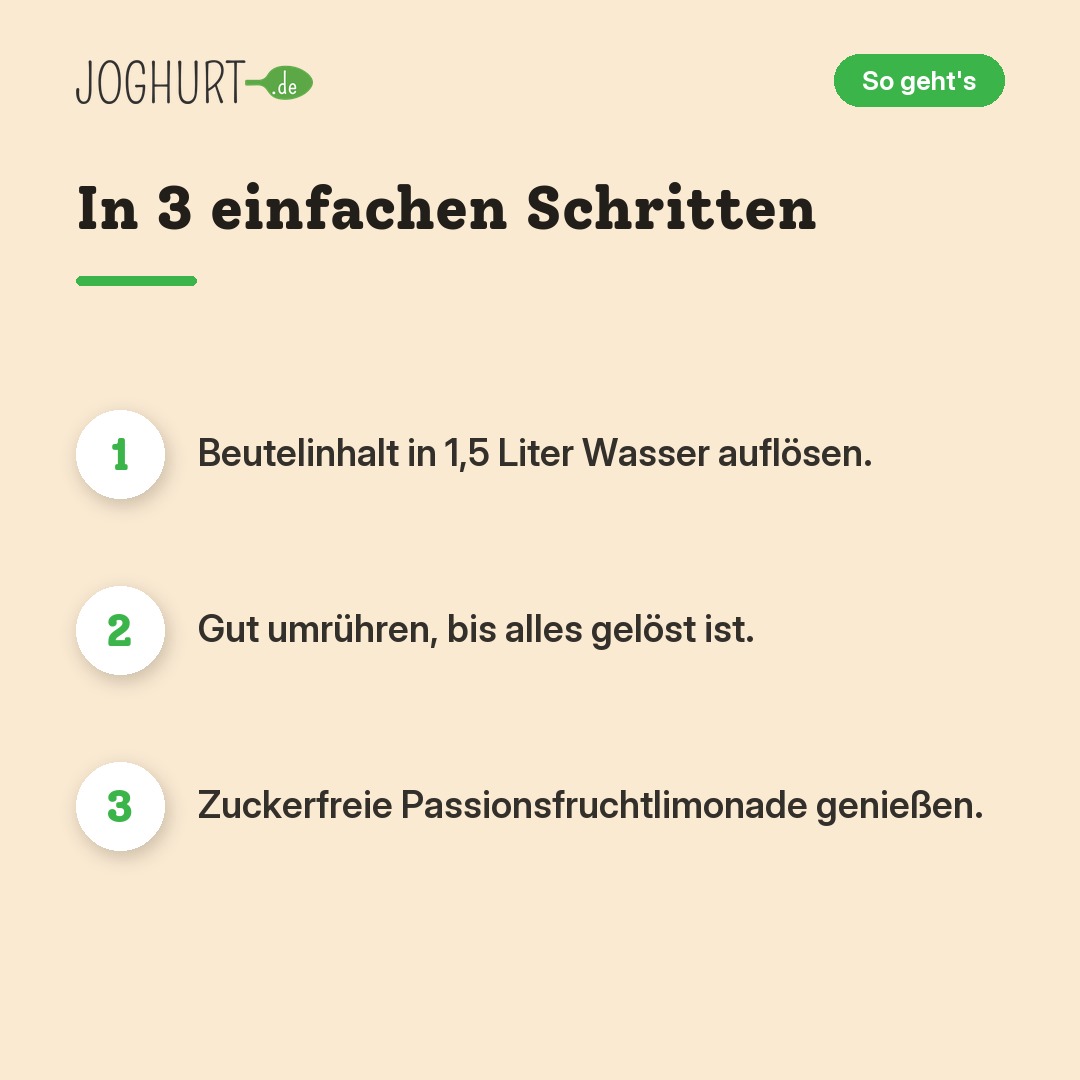 Passionsfruchtlimonade ohne Zucker – So geht's · kachel B