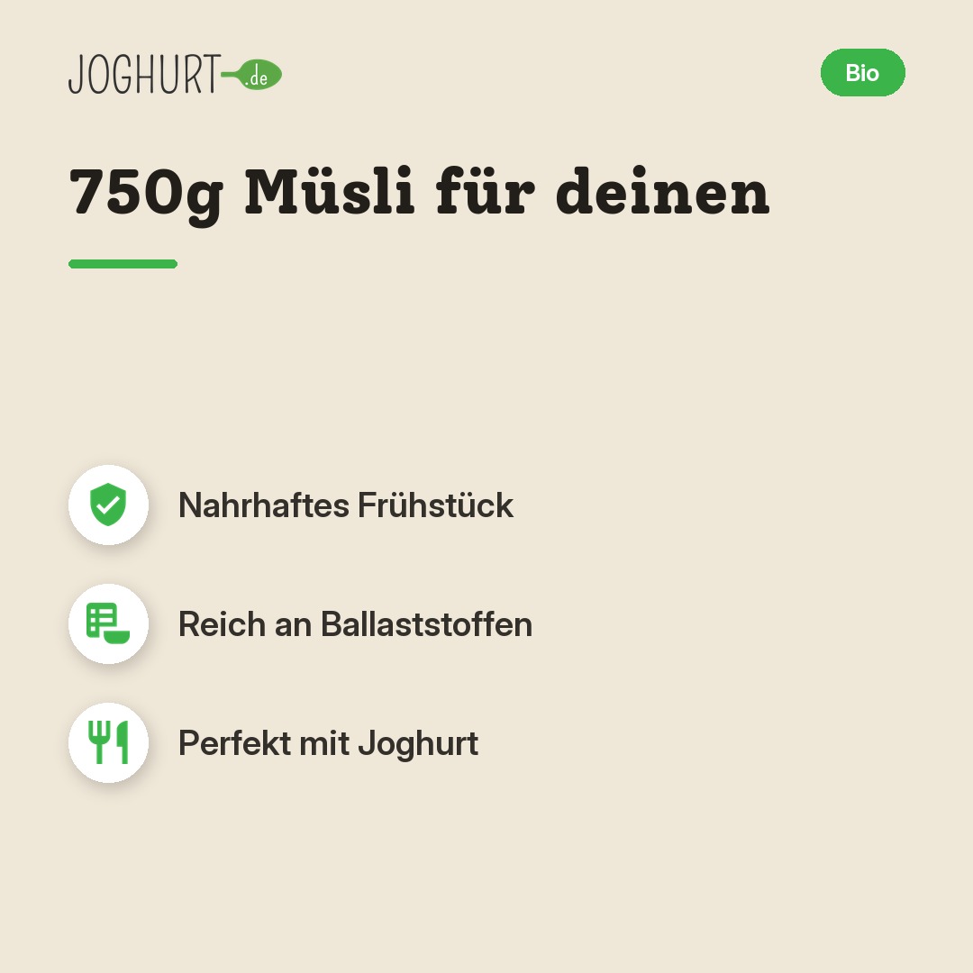 BioNut Müsli - 750 Gramm – Vorteile · kachel A