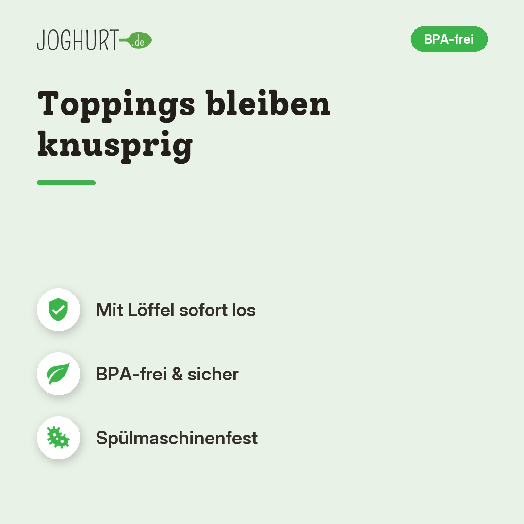 Joghurtbecher - Grün – Vorteile · kachel A
