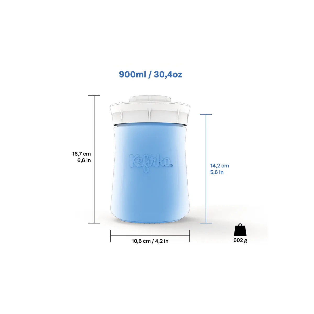 Maße des KefirKo Kefirbereiters 900 ml