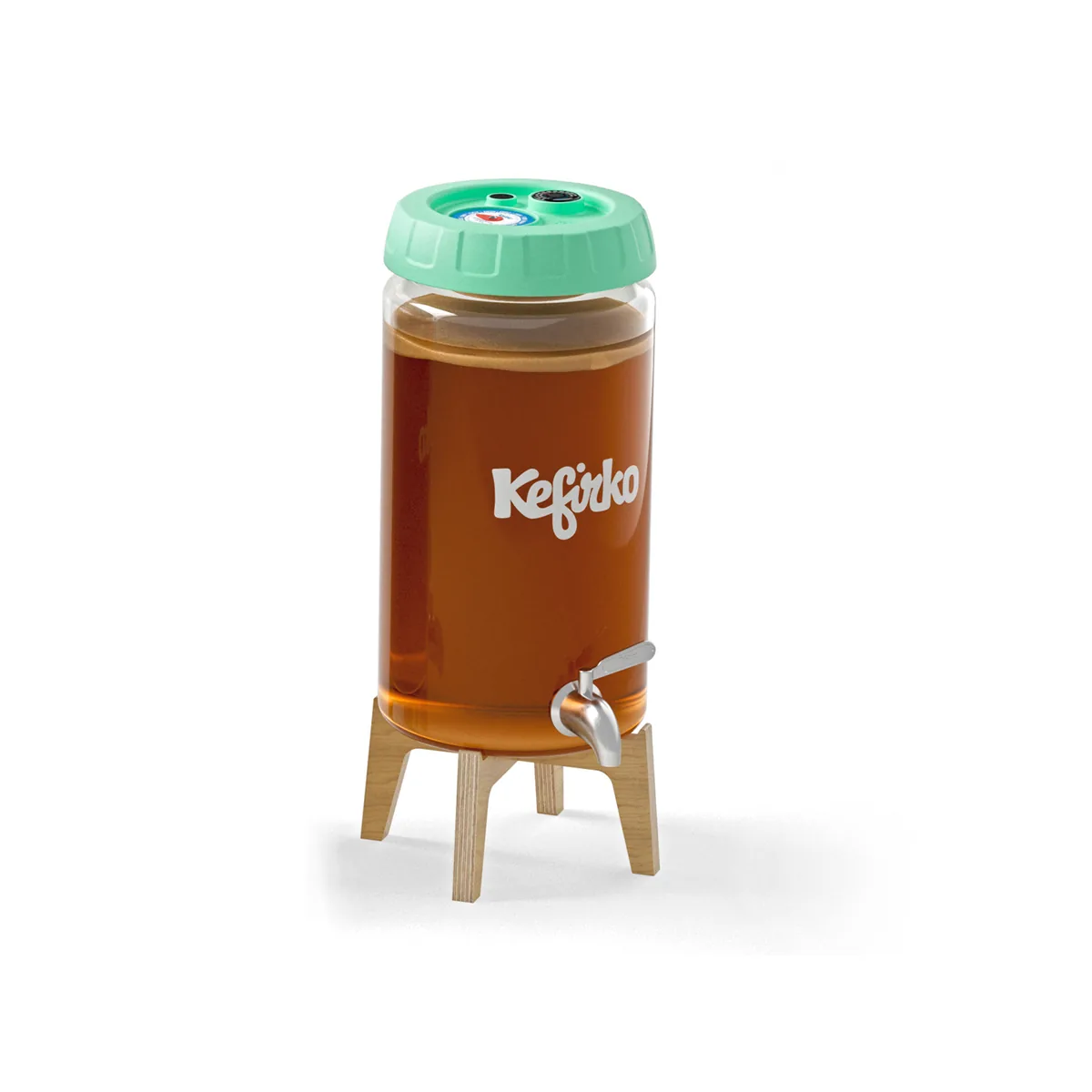 KefirKo Kombucha Fermenter 4 l mit Kombucha, Ständer und Hahn