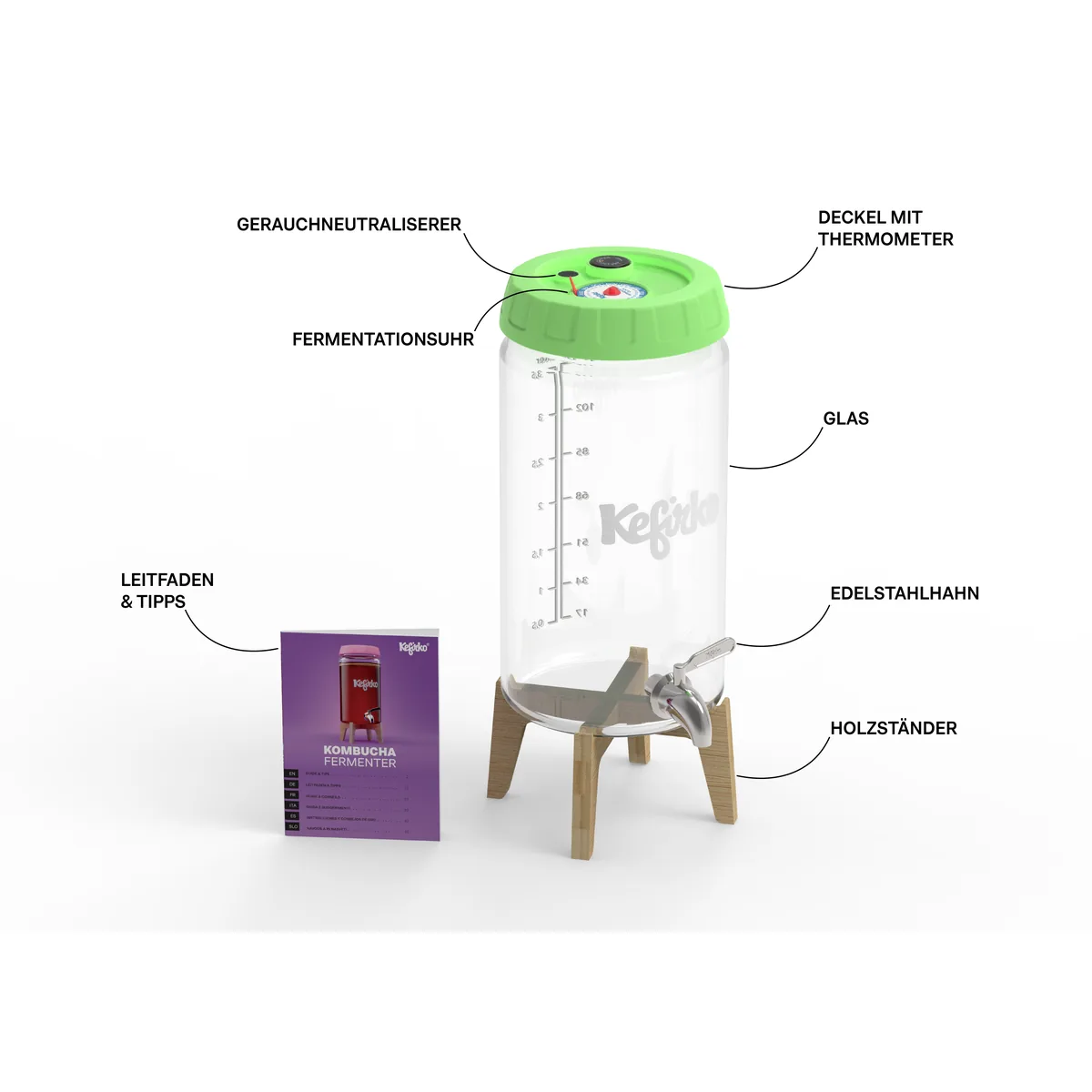 Bestandteile des KefirKo Kombucha Fermenters